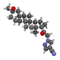 Zuranolone drug molecule, 3D rendering.