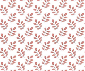 Seamless pattern of autumn leaves in red color