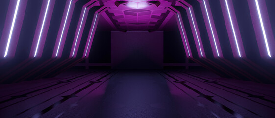 Abstract Deep Immersion Space Tunnel Architectural Corridor Dark Purple Background Wallpaper