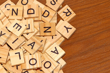 Wooden letters on a table