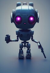 A cute cyberpunk robot