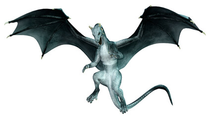 3D Rendering Fairy Tale Dragon on White