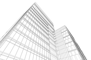 Fototapeta premium Modern architecture building vector 3d illustration