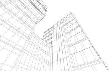 Modern architecture building vector 3d illustration