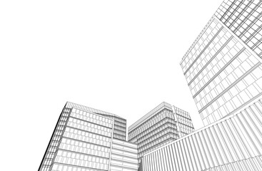 Modern architecture building vector 3d illustration