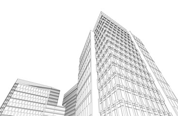 Modern architecture building vector 3d illustration