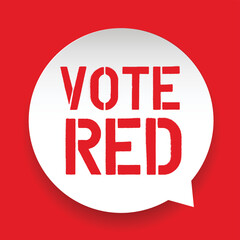 Vote Red sign in speech bubble
