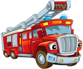 Cartoon firetruck monster truck isolated illustration for children © honeyflavour