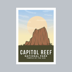 Capitol reef National Park poster  illustration design. Temple of the sun illustration design.