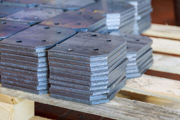 Metal sheet part made from automatic and high precision laser cutting process in industry at...