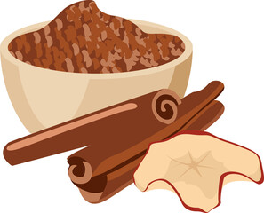 Set of isolated elements depicting spices