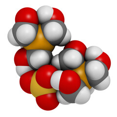 tetrakis(hydroxymethyl)phosphonium sulfate (THPS) biocide molecule. 3D rendering. 