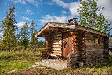 Old wooden sauna building in Finland