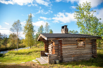 Fototapeta na wymiar Old wooden sauna building in Finland