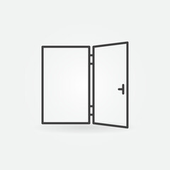 Opened Flush Door outline vector concept icon