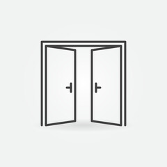 Two Opened Doors linear vector concept icon