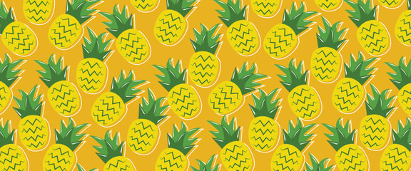 Vector Background Pineapple Fruits. Can Be Used For All Needs Of 2D Background