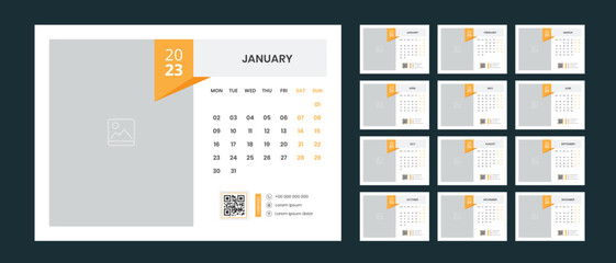 12 Month Desk Calendar 2023 Template