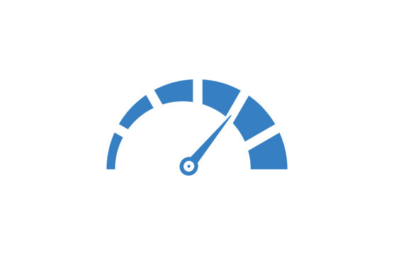 Isolated Blue Speed Meter Icon On White Background.
