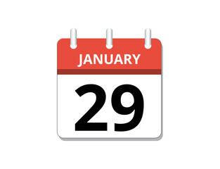 January, 29th calendar icon vector