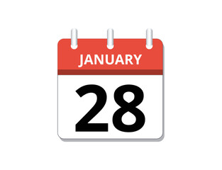 January,  28th calendar icon vector
