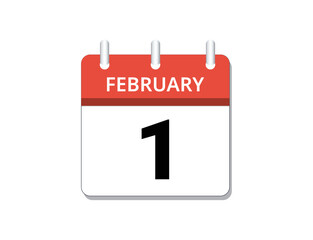 February, 1st calendar icon vector
