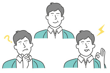 Middle-aged men's face expression pattern set material