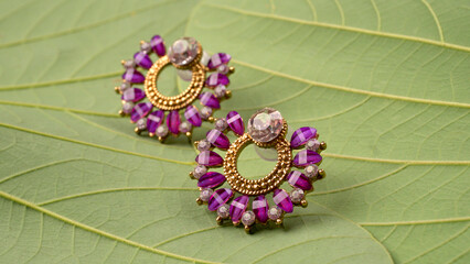 Beautiful Antique Golden pair of earrings, Luxury female jewelry, Indian traditional jewelry, Indian jewelry Bridal earrings wedding jewelry heavy party earrings