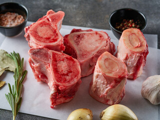 Beef marrow bones  to prepare broth or soup.