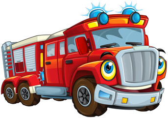 Cartoon firetruck monster truck isolated illustration for children © honeyflavour