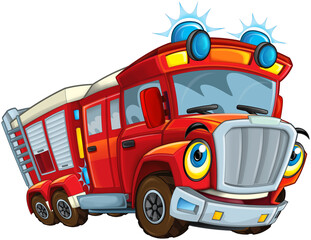 Cartoon firetruck monster truck isolated illustration for children © honeyflavour