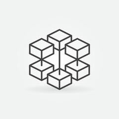 Block Chain vector concept thin line icon or sign