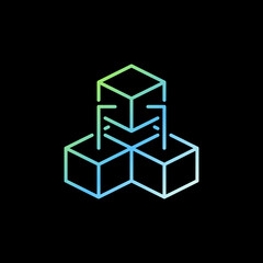 Three Connected Blocks - Blockchain linear vector concept colored icon