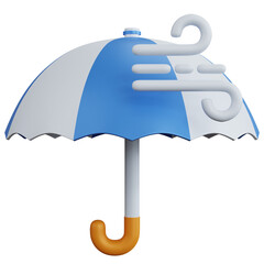 3d rendering blue umbrella with wind isolated