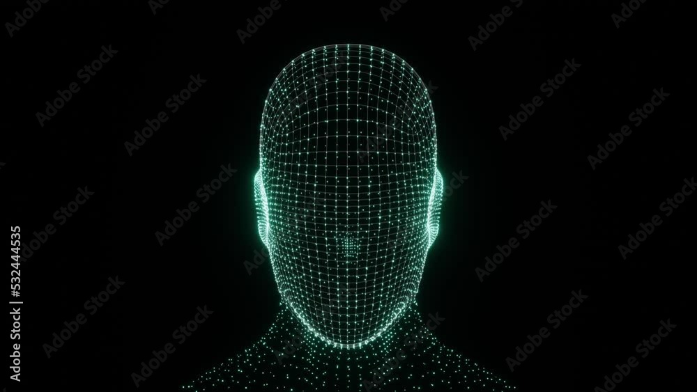 Fototapete abstract facial recognition scanner: futuristic 3d loop animation
