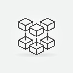 Blockchain outline vector concept minimal icon - Block Chain Technology sign
