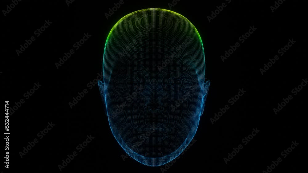 Fototapete facial recognition scan: 3d animated loop background