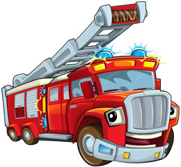 Cartoon firetruck monster truck isolated illustration for children