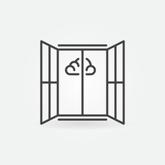 Opened Window with Cloud vector concept icon in outline style