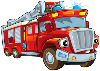 Cartoon firetruck monster truck isolated illustration for children © honeyflavour