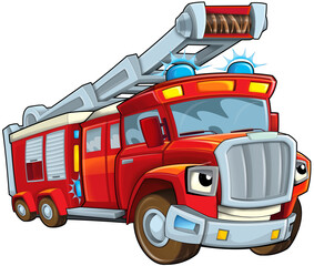 Cartoon firetruck monster truck isolated illustration for children © honeyflavour