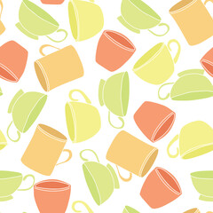 Seamless pattern with cup for tee and coffee. Vector illustration.