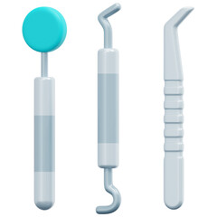 dentist tools 3d render icon illustration