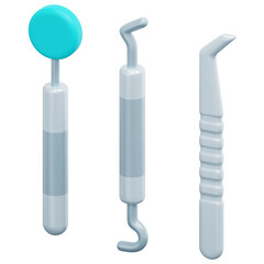 dentist tools 3d render icon illustration