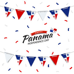 Vector Illustration of Panama Independence Day. Garland with the flag of Panama on a white background.
