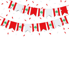 Vector Illustration of Independence Day in Lebanon. Garland with the flag of Lebanon on a white background.
