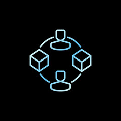 NFT Money Transfer or Transaction linear vector concept blue icon or sign