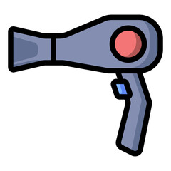 Hair dryer icon. Flat icon illustration with outline and transparent background