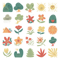 Fototapeta premium hand drawn vector set of nature character design.
