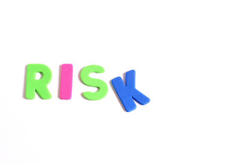 Word risk lettering, on white background